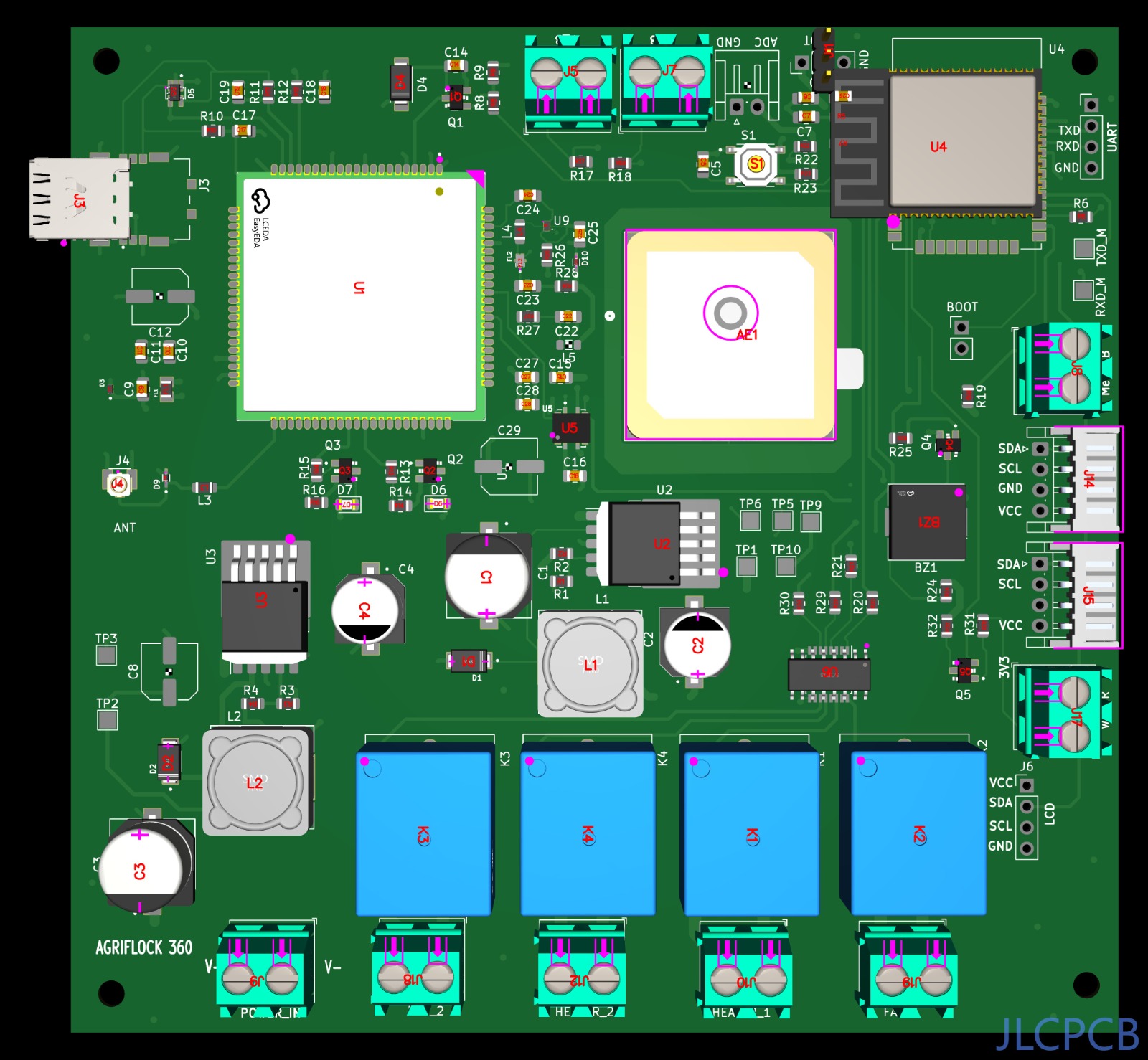 AgriFlock360 PCB Top View